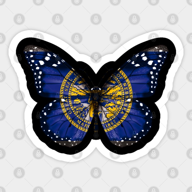 Nebraska Flag Butterfly - Gift for Nebraskan From Nebraska NE Sticker by Country Flags